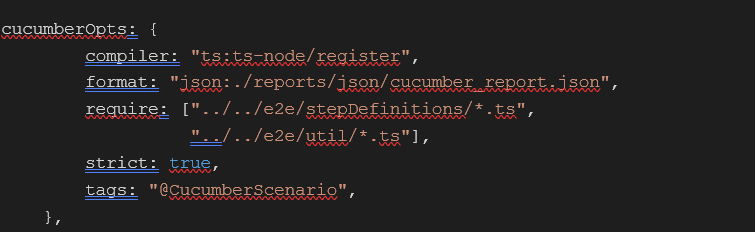 balises-cucumberopts Cucumber en utilisant TypeScript