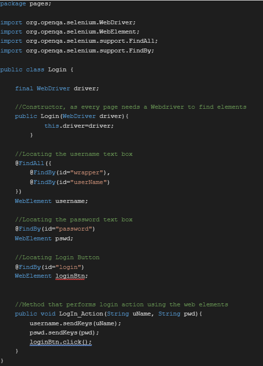 Classe de connexion Selenium