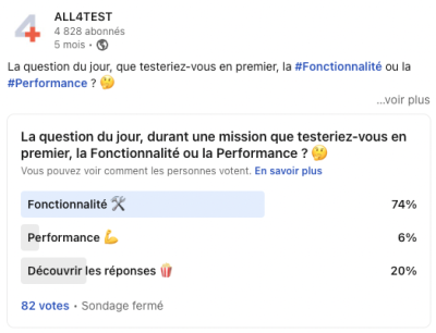 durant une mission que testeriez-vous en premier, la Fonctionnalité ou la Performance ? question testeurs logiciel